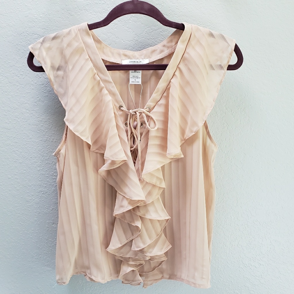 😻😻 S/M/L PALE NUDE RUFFLE TOP - Picture 3 of 5